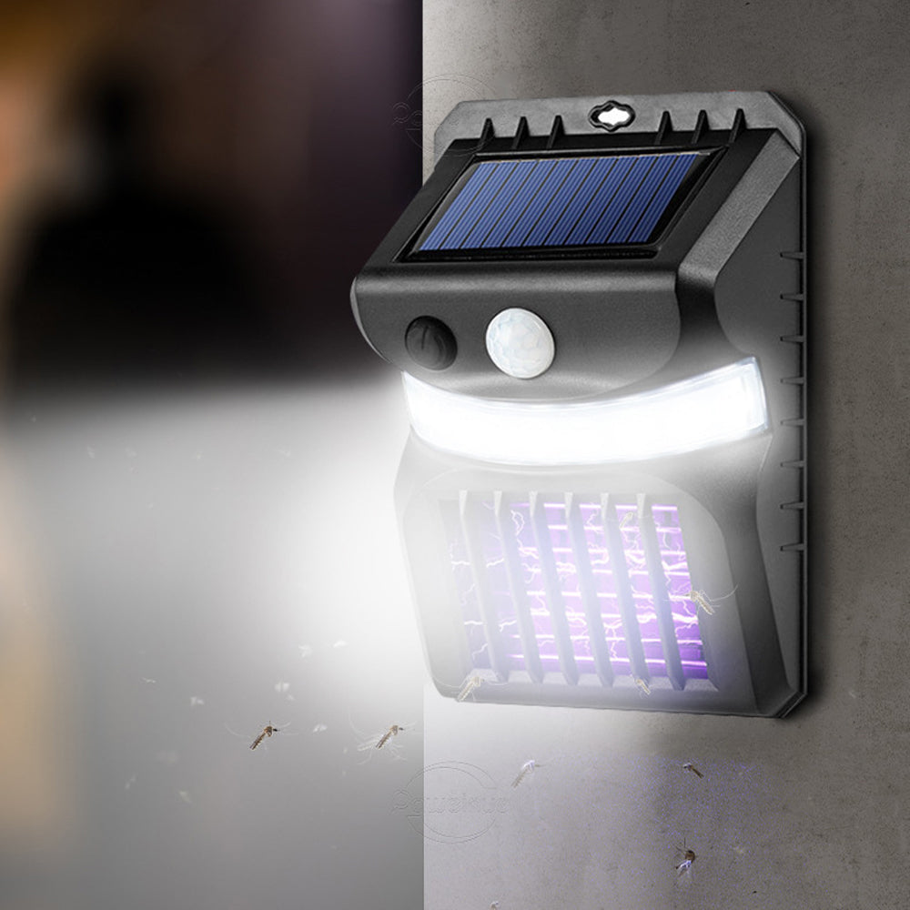 2-in-1 Solar 16/26LEDs Motion Sensor Mosquito Wall Lamp-White + Yellow + Purple Light