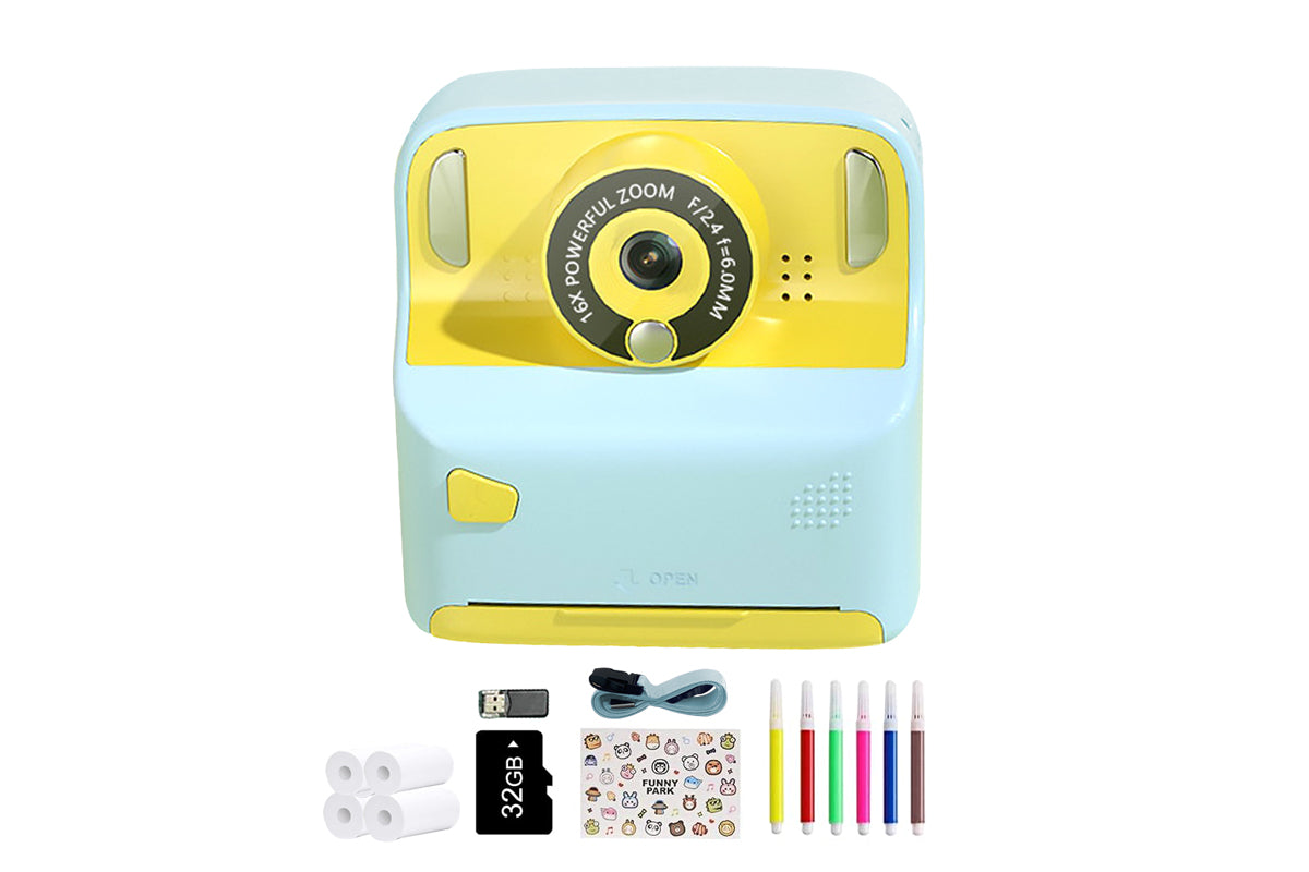 Instant Print Camera Toy with 32GB Memory Card and 5 Rolls Print Paper