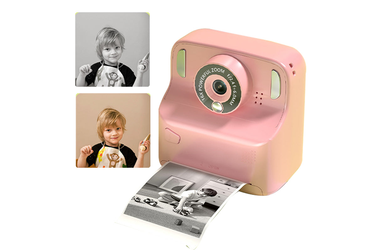 Instant Print Camera Toy with 32GB Memory Card and 5 Rolls Print Paper