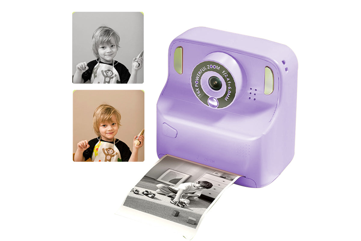 Instant Print Camera Toy with 32GB Memory Card and 5 Rolls Print Paper