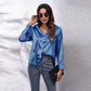 Women's Satin Botton Front Long Sleeve Shirt
