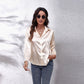 Women's Satin Botton Front Long Sleeve Shirt
