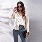 Women's Satin Botton Front Long Sleeve Shirt