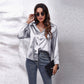 Women's Satin Botton Front Long Sleeve Shirt