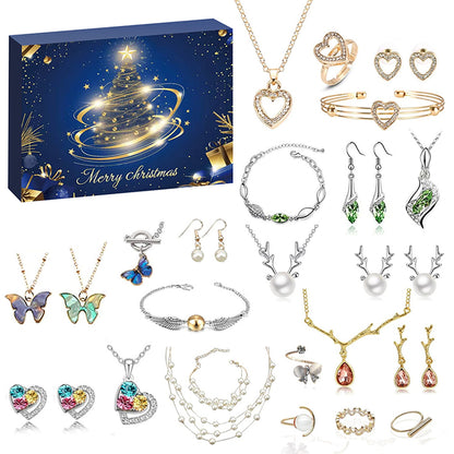 Christmas Advent Calendar 24 Days Countdown Jewelry Bracelets Necklaces Earings Kit