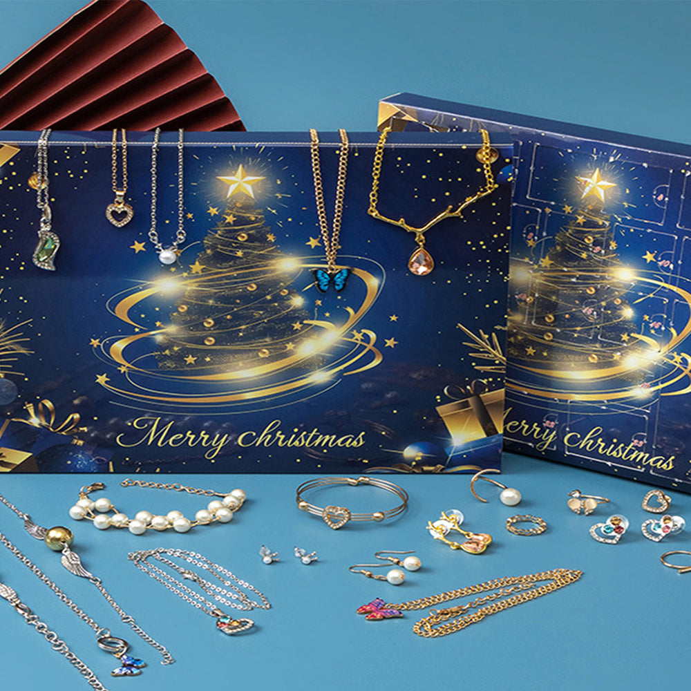 Christmas Advent Calendar 24 Days Countdown Jewelry Bracelets Necklaces Earings Kit
