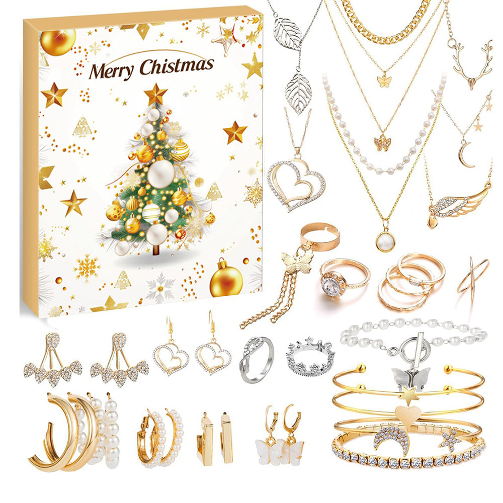 Christmas Advent Calendar 24 Days Countdown Jewelry Bracelets Necklaces Earings Kit