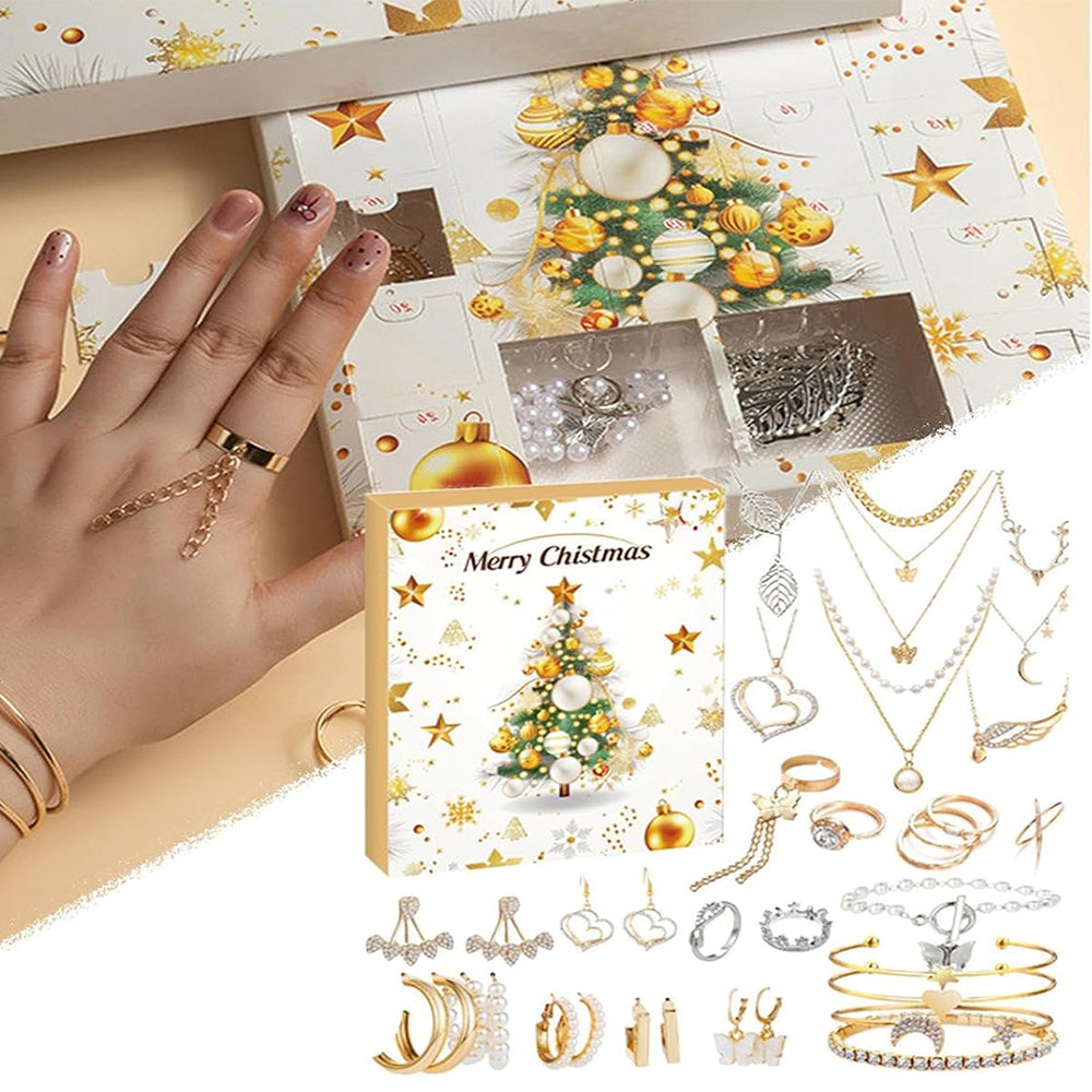 Christmas Advent Calendar 24 Days Countdown Jewelry Bracelets Necklaces Earings Kit