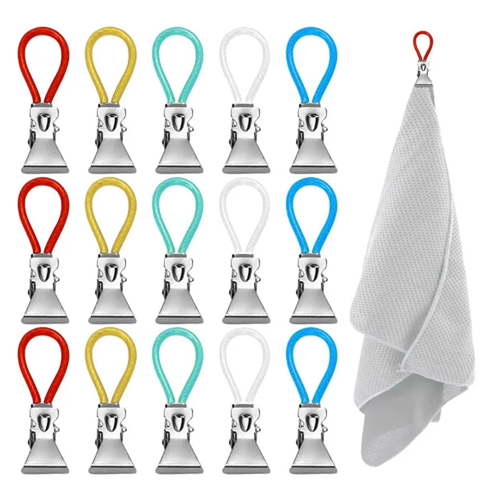 20Pcs Colorful Tea Towel Clips with Loops and Clip-on Hanging Grip Rack Holder