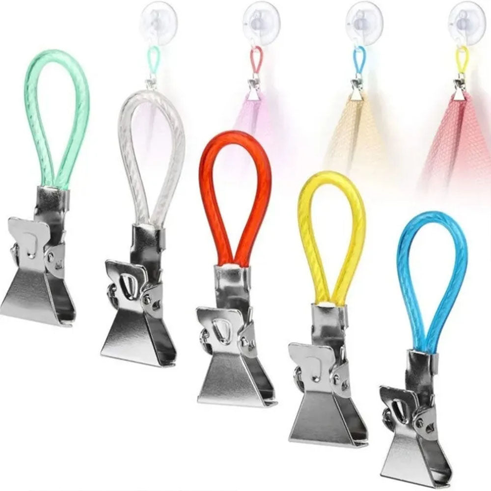 20Pcs Colorful Tea Towel Clips with Loops and Clip-on Hanging Grip Rack Holder