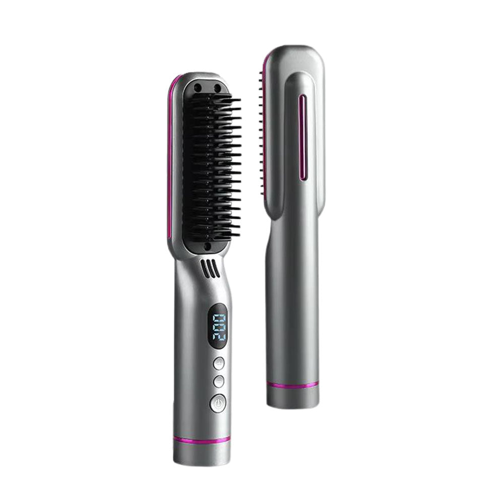 Hair Straightener Brush Negative Travel Portable Cordless Fast Heating Hot Comb