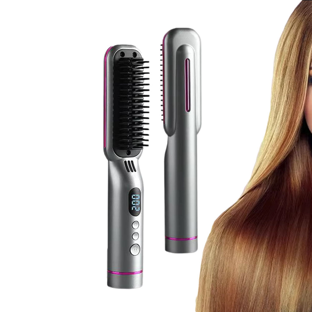 Hair Straightener Brush Negative Travel Portable Cordless Fast Heating Hot Comb