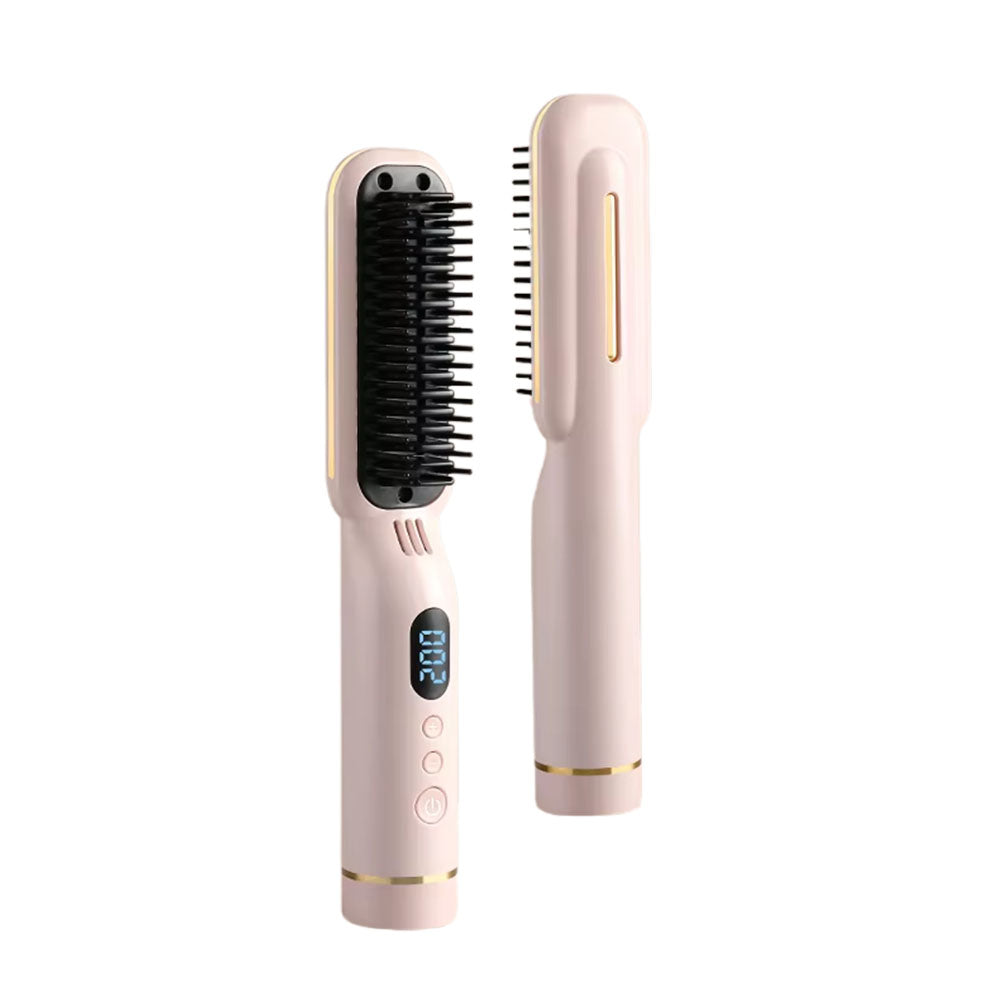 Hair Straightener Brush Negative Travel Portable Cordless Fast Heating Hot Comb