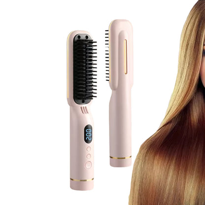 Hair Straightener Brush Negative Travel Portable Cordless Fast Heating Hot Comb