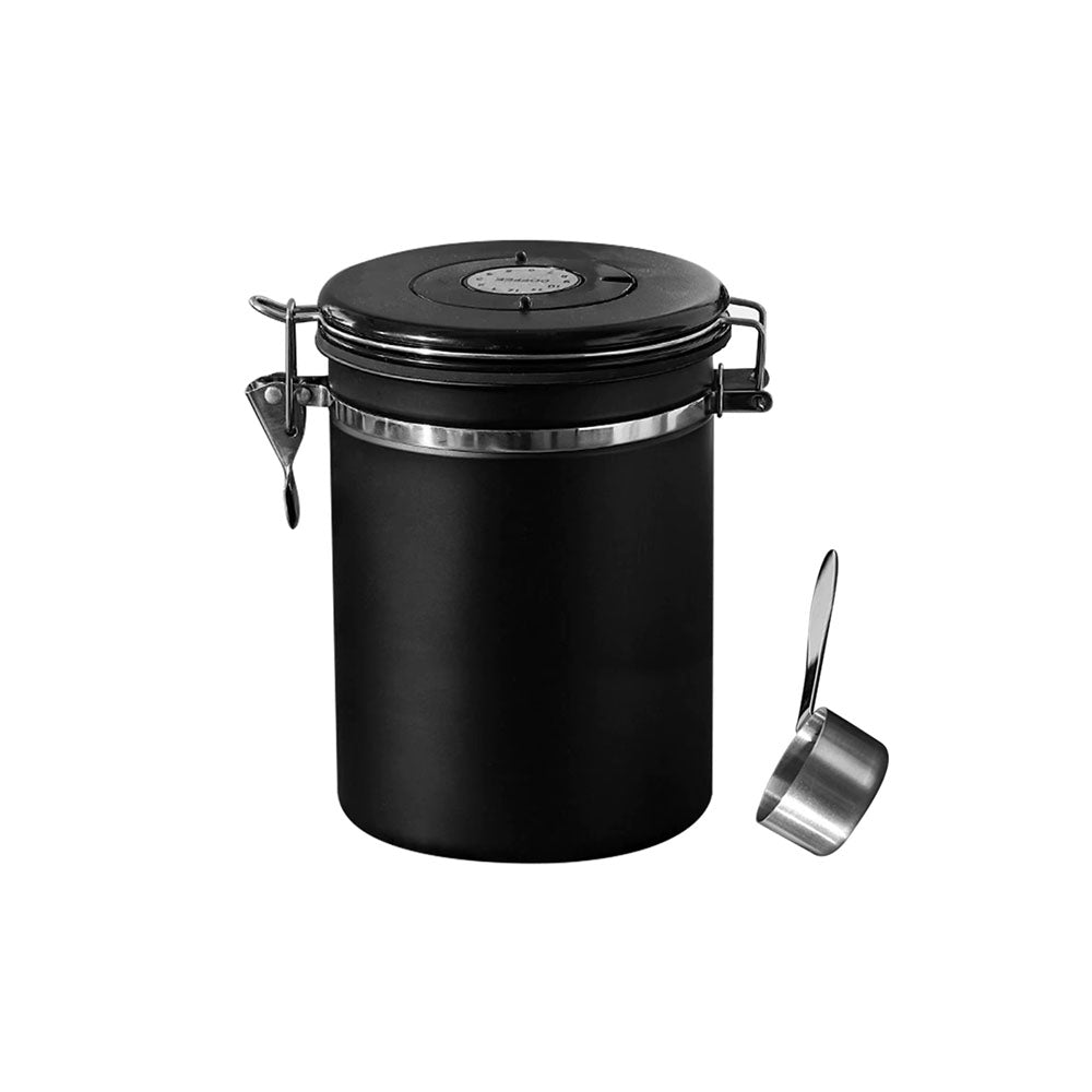 304 Stainless Steel Airtight Coffee Canister with Scoop-Black