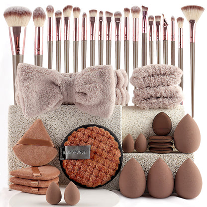 Makeup Brush and Sponges Set Headband Wristbands Skincare
