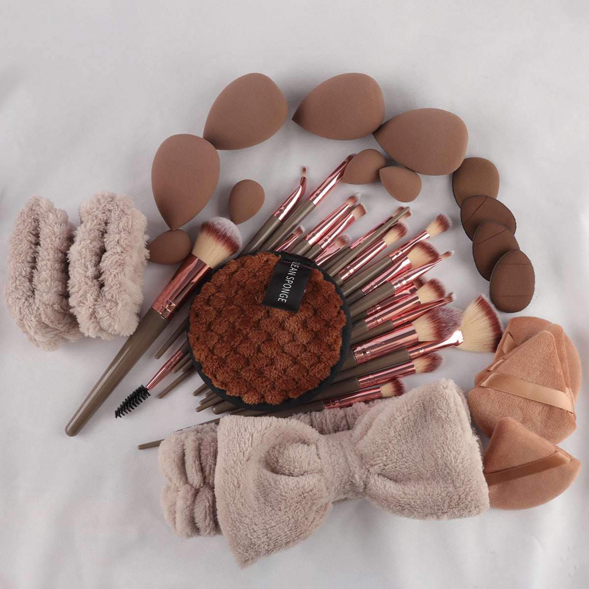 Makeup Brush and Sponges Set Headband Wristbands Skincare