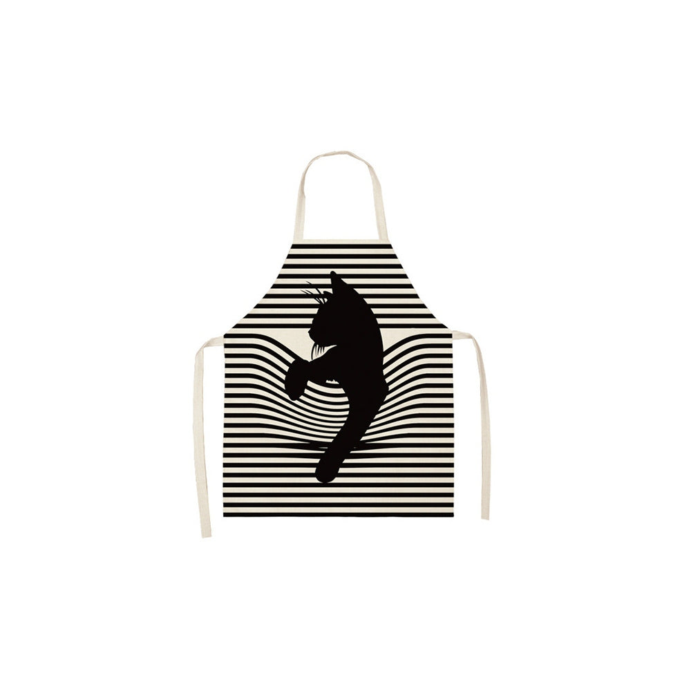 Linen Cartoon Cat Printed Apron
