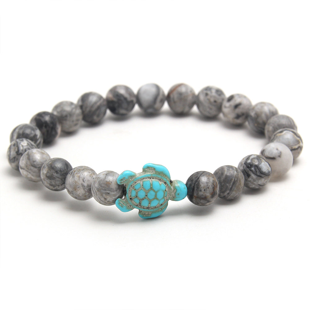 2Pcs Turquoise Turtle Charm Wish Bracelet Friendship Bracelet for Women and Men