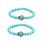 2Pcs Turquoise Turtle Charm Wish Bracelet Friendship Bracelet for Women and Men