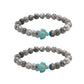 2Pcs Turquoise Turtle Charm Wish Bracelet Friendship Bracelet for Women and Men