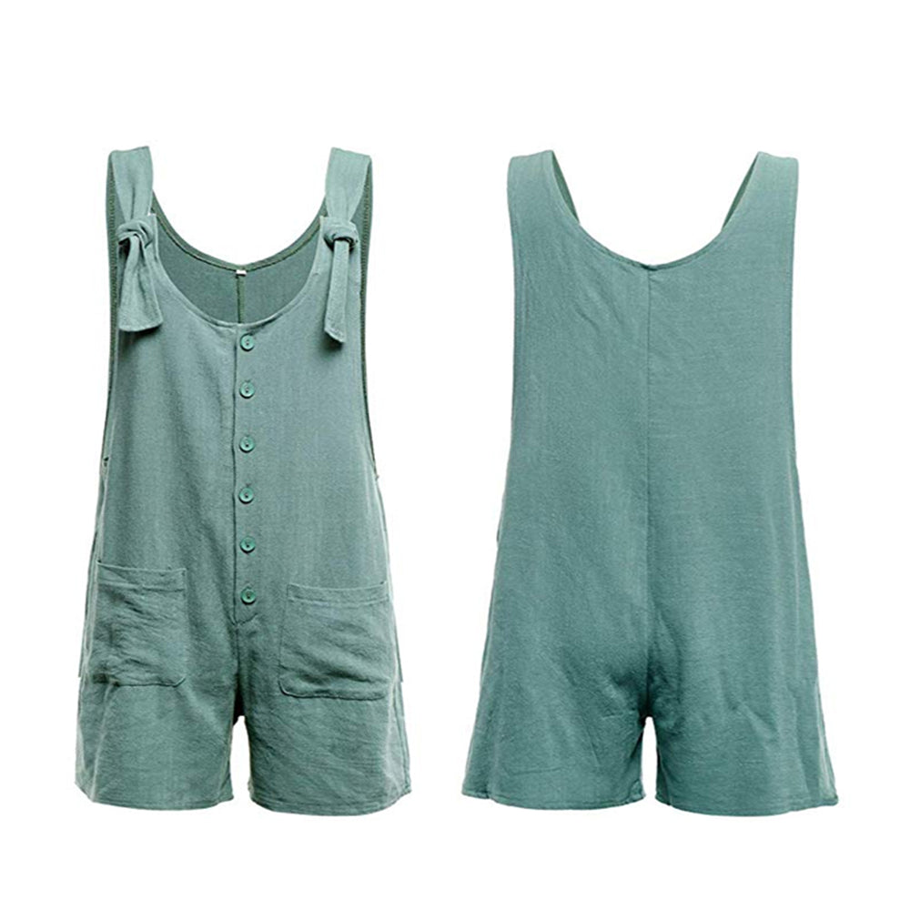 Tie Strap Slant Pocket Jumpsuit-Green