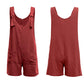 Tie Strap Slant Pocket Jumpsuit-Wine Red