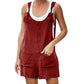 Womens Cotton Short Jumpsuit with Adjustable Straps and Side Pockets
