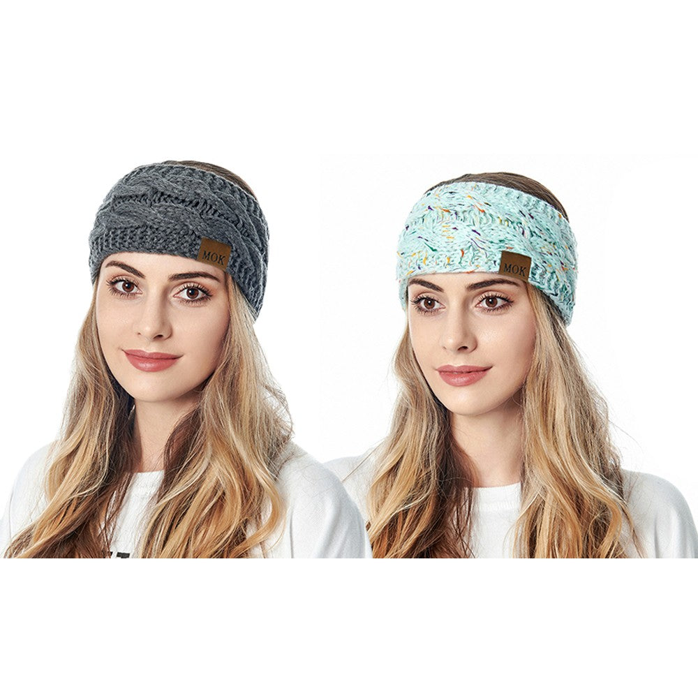 2Pcs Knitted Fleece-Lined Headband