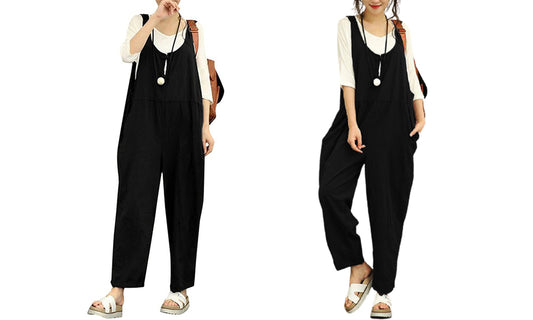 Women Cotton Slip in Relaxed Dungarees Overalls Jumpsuit