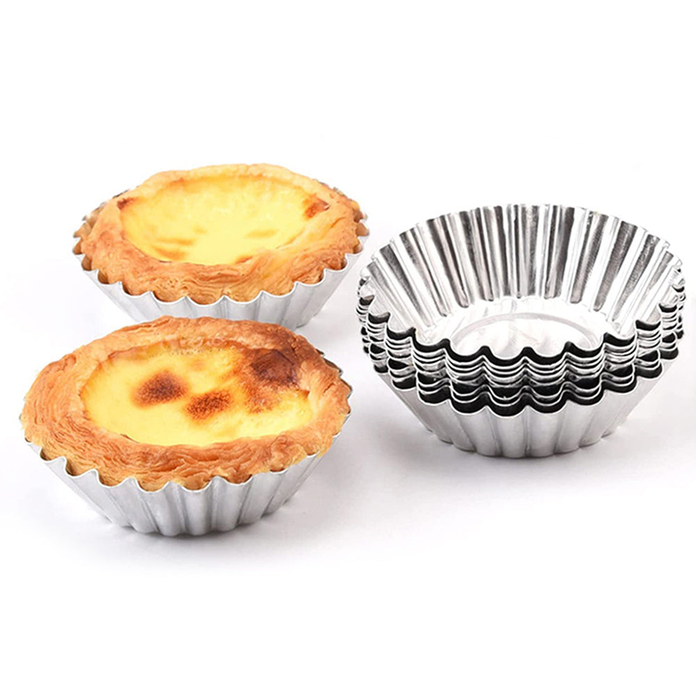 20-Pack Egg Tart Molds Reusable Non-Stick Egg Tart Pans-Round
