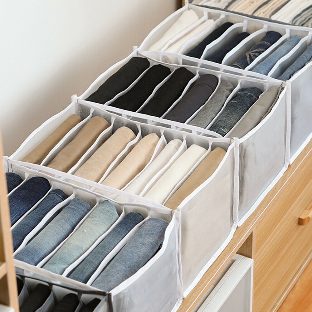 2Pcs 7-Grids Mesh Pants Drawer Organizer
