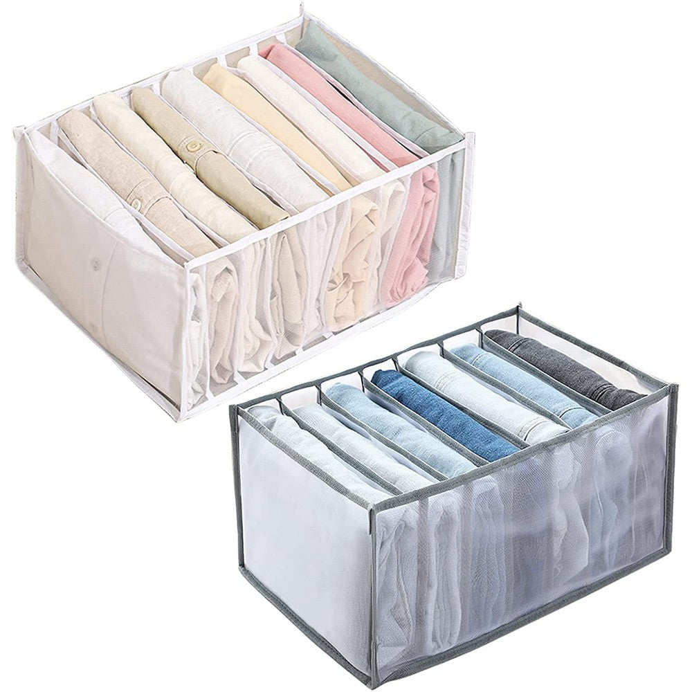 2Pcs 7-Grids Mesh Pants Drawer Organizer