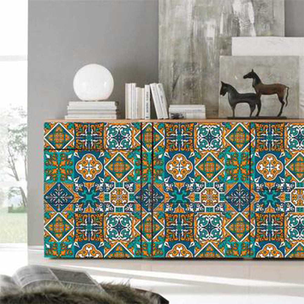 10pcs/Set 15x15cm Self Adhesive Tile Stickers Moroccan-style Wall Stickers