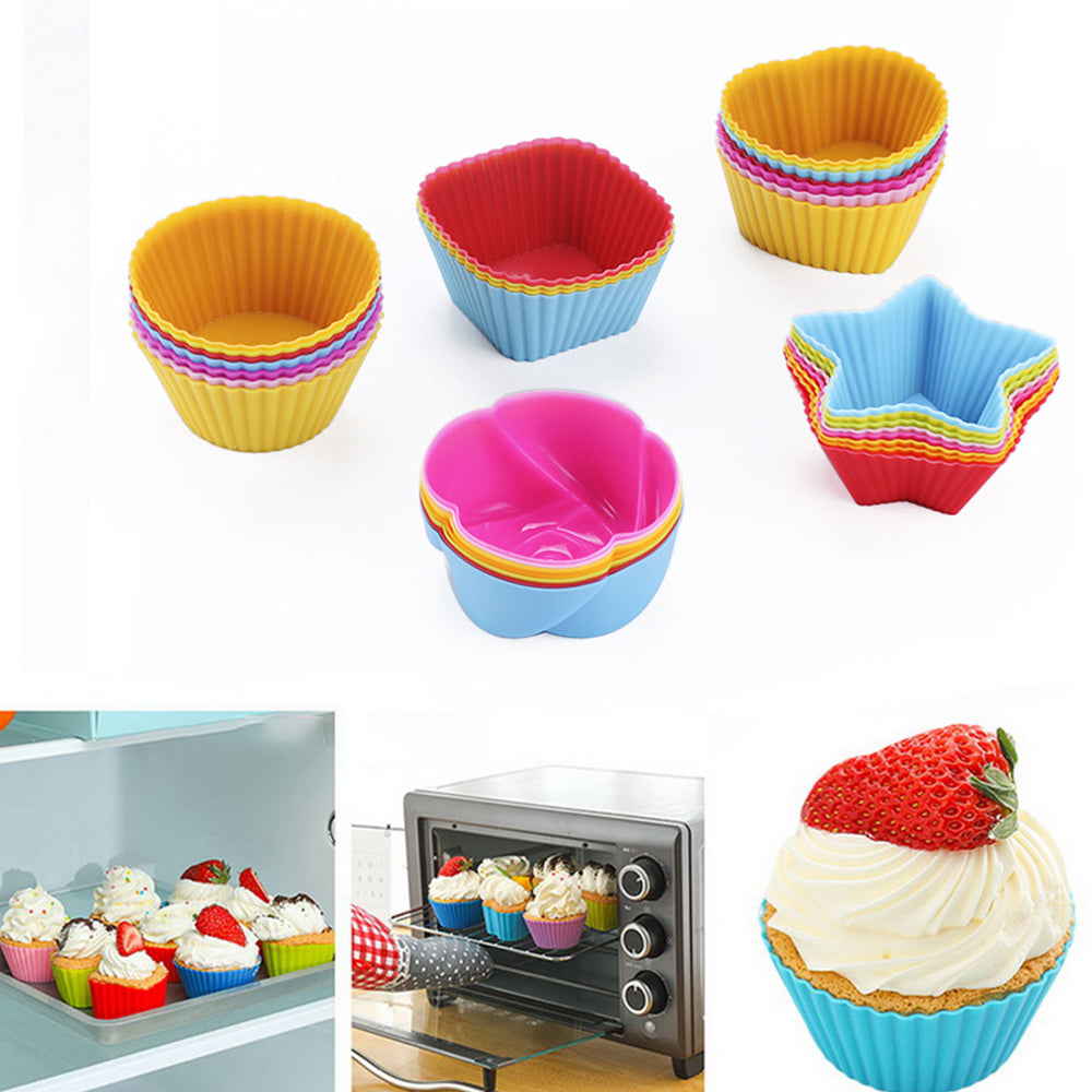 20pcs Silicone Cake Molds Baking Cake Molds Reusable Non-Stick Sets-Heart