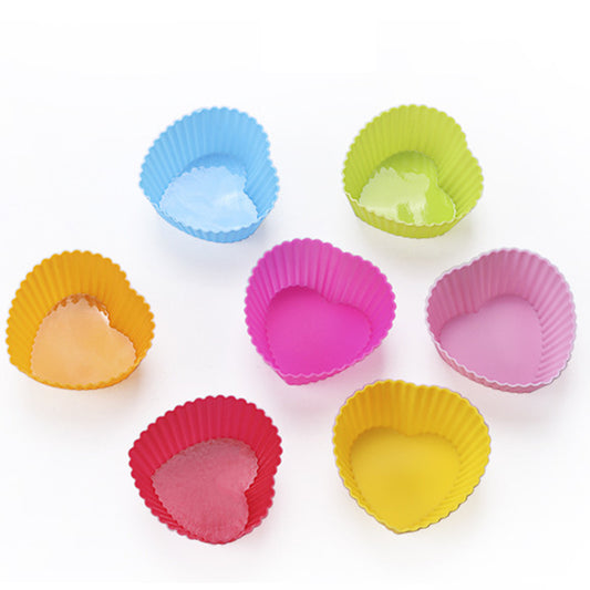 20pcs Silicone Cake Molds Baking Cake Molds Reusable Non-Stick Sets-Heart