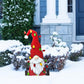 3Pcs Red Metal Gnome Sign Stake Outdoor Lawn Yard Decoration