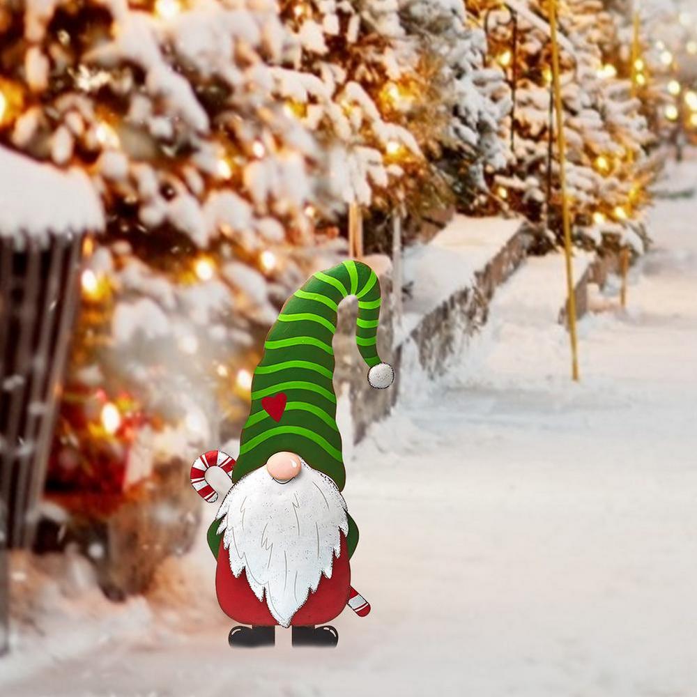 3Pcs Merry Christmas Metal Gnome Sign Stake Outdoor Decoration