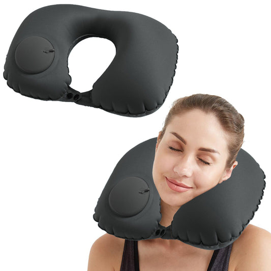 Portable Push-type Inflatable U-Shaped Travel Neck Pillow Car Headrest Cushion