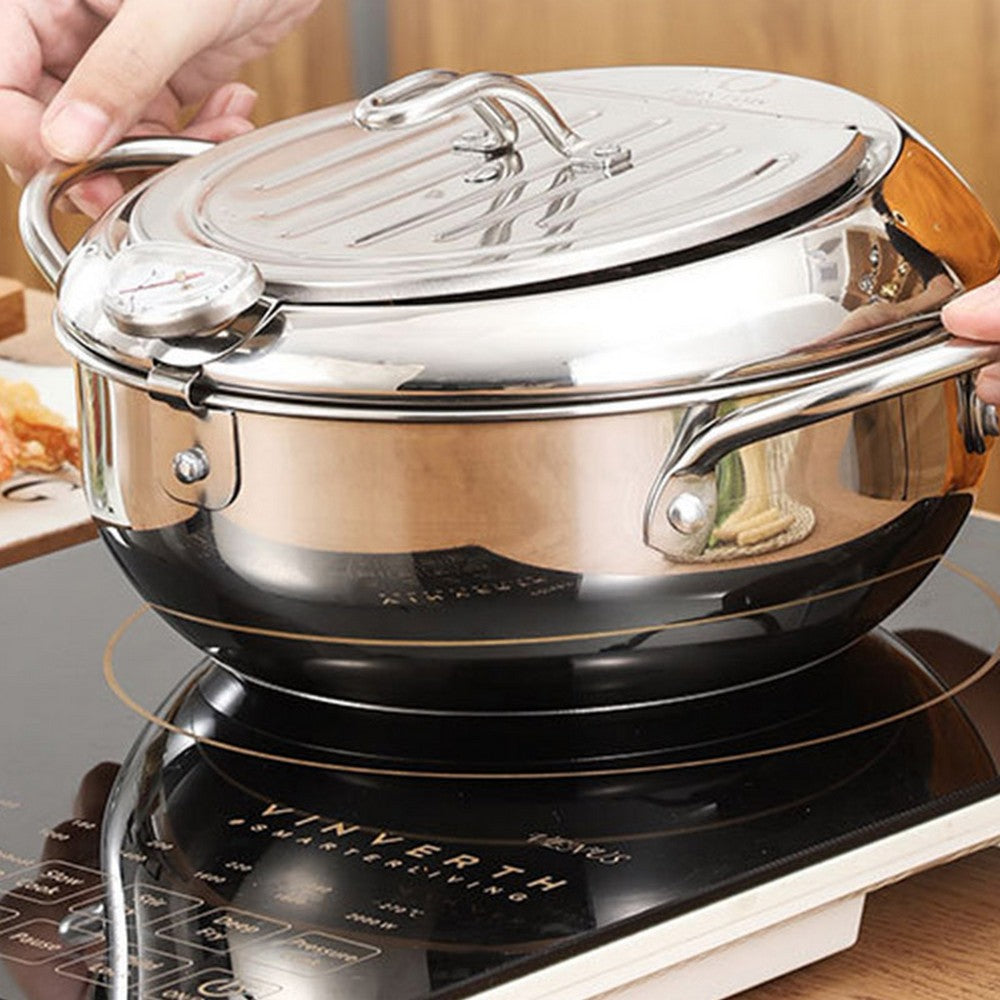 Stainless Steel Deep Fryer Pot with Temperature Control