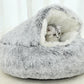 Plush Cushioned Hooded Pet Bed
