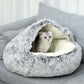Plush Cushioned Hooded Pet Bed
