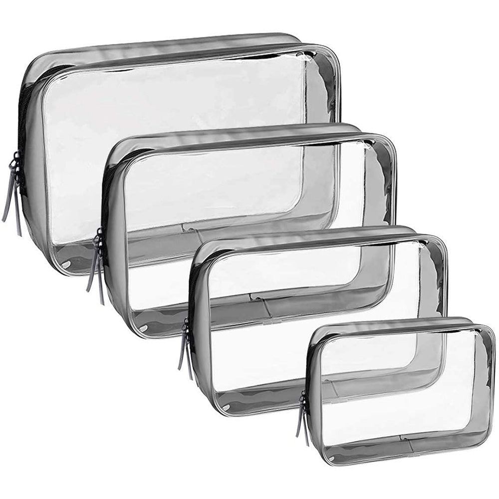Set of Four Clear Cosmetic Toiletry Bags