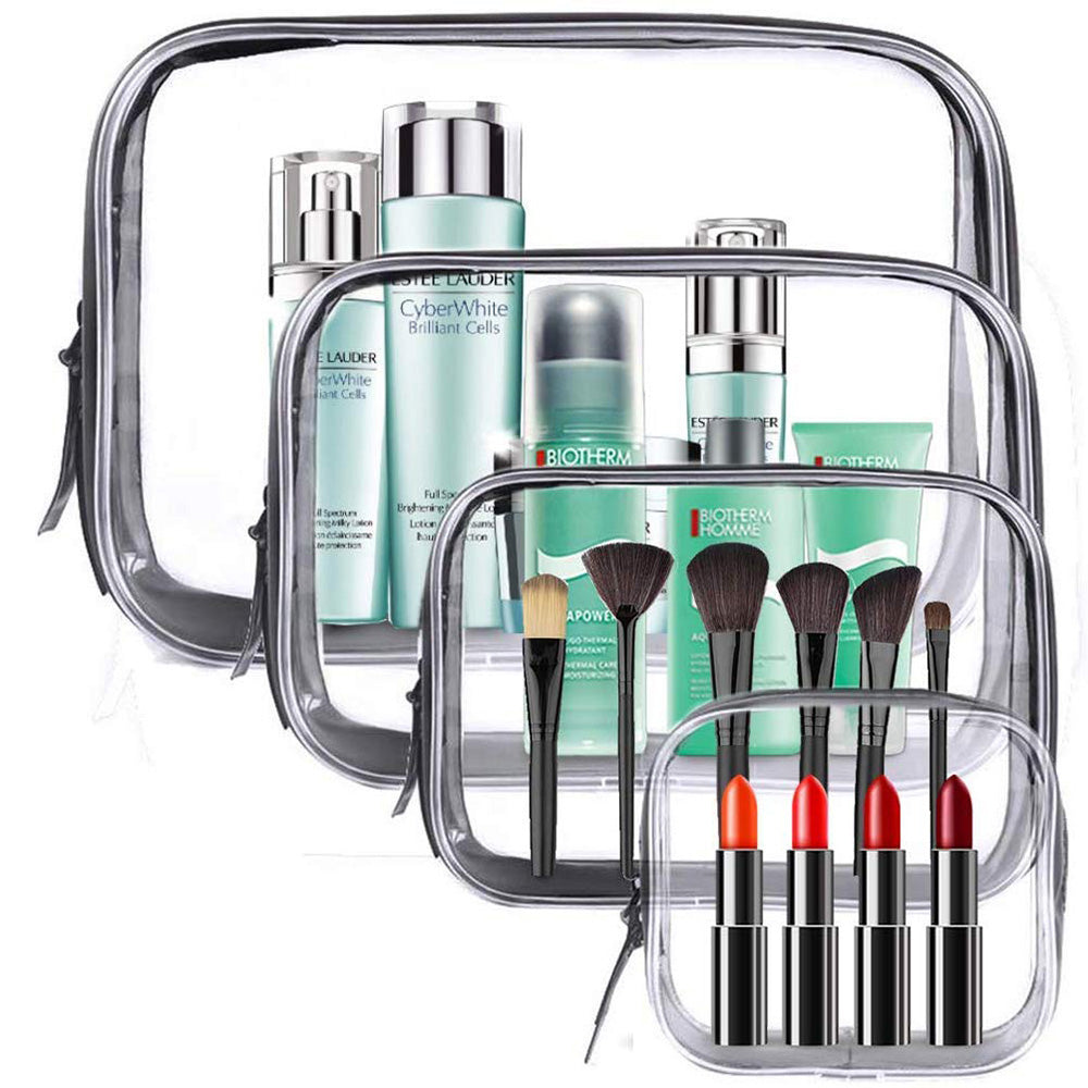Set of Four Clear Cosmetic Toiletry Bags