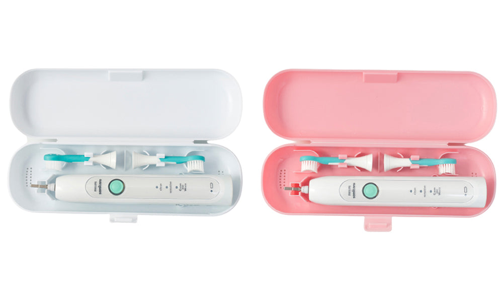 2Pcs Electric Toothbrush Case-White, Pink