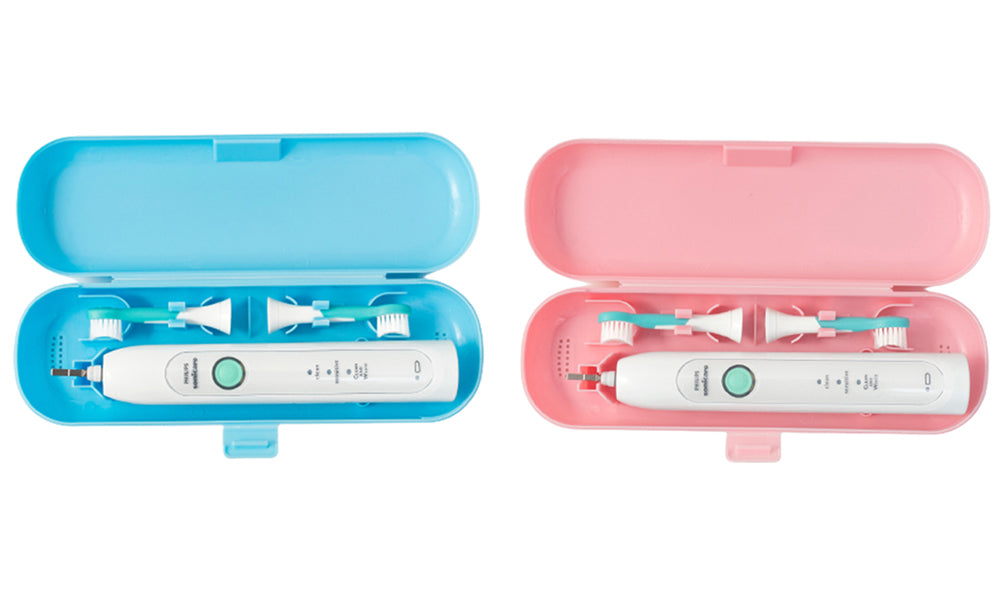 2Pcs Electric Toothbrush Case-Pink, Blue