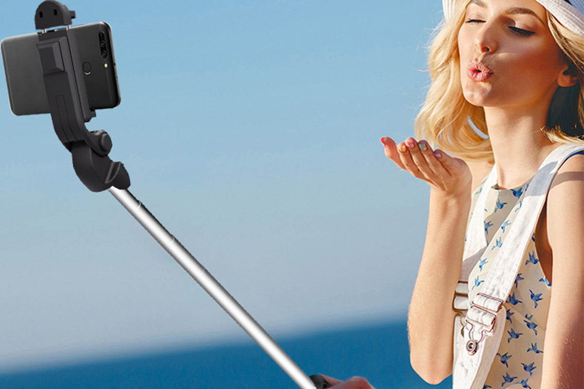 2Pcs Bluetooth Selfie Stick-Black and White