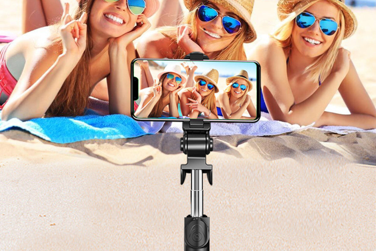 2Pcs Bluetooth Selfie Stick-Black and White
