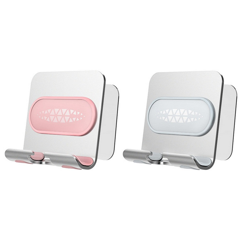 2Pcs Wall Mount Phone Holder Stand-Pink and Grey
