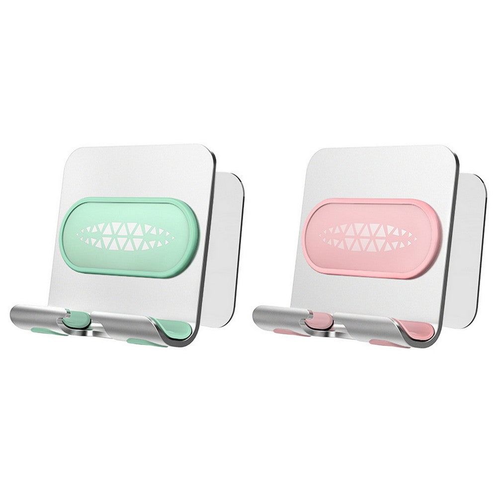 2Pcs Wall Mount Phone Holder Stand-Green and Pink